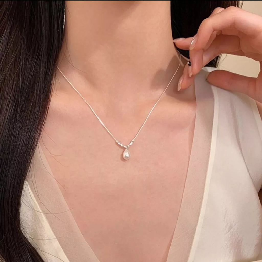925 Sterling Silver Pearl Drop Necklace
