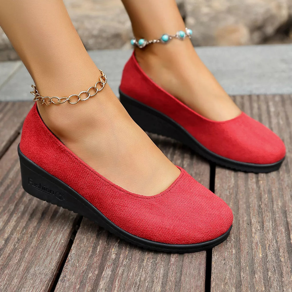Round Toe Wedge Slip-Ons