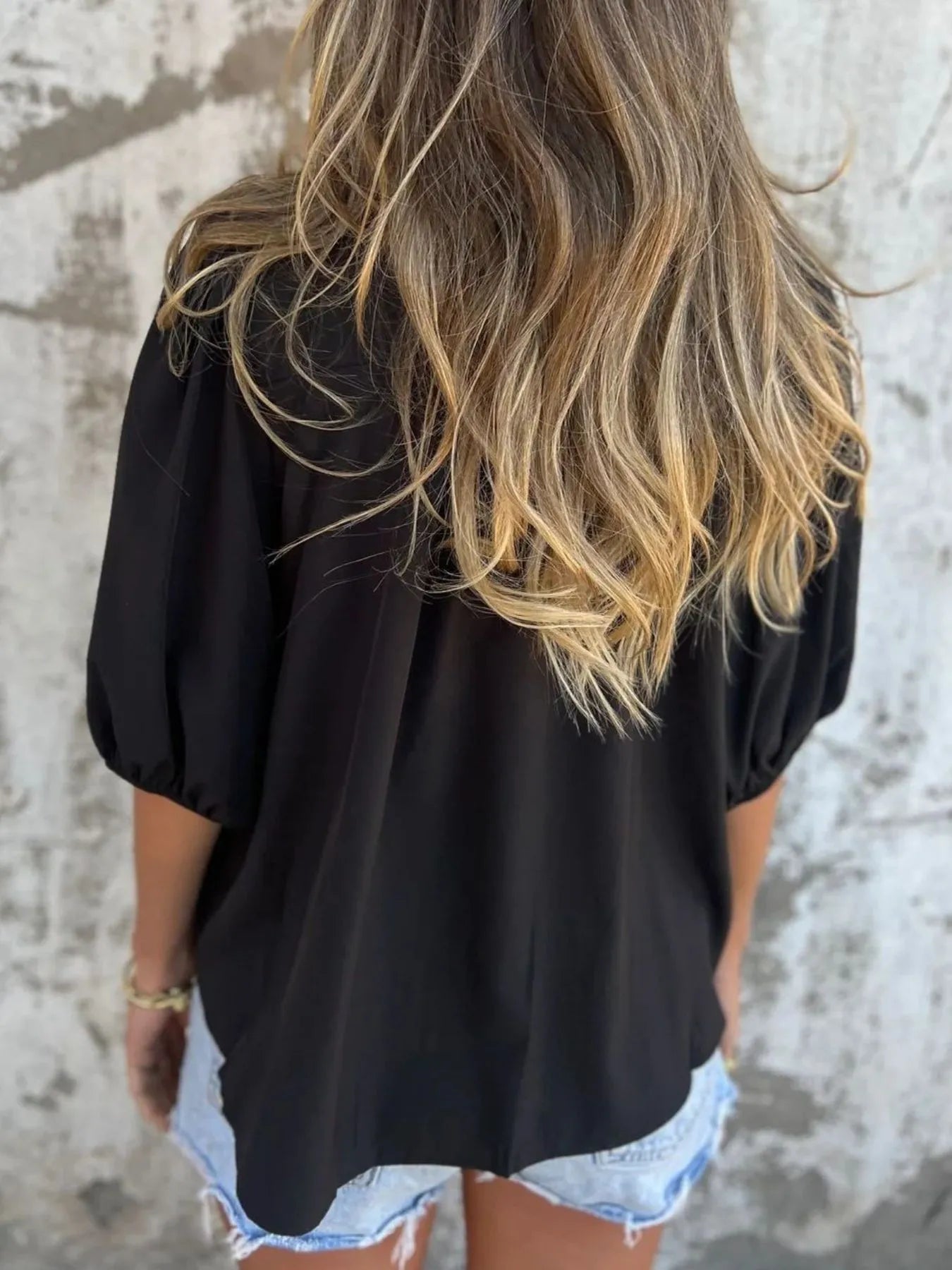 Full Size Smocked Puff Sleeve Blouse Plus Size