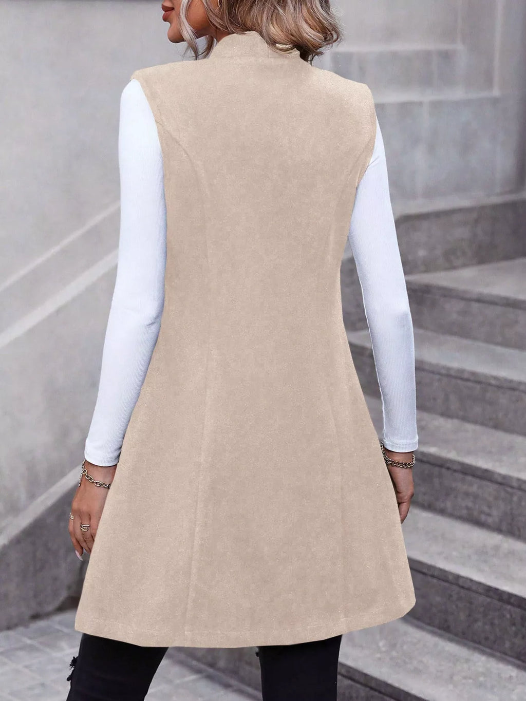 Button-Down Longline Vest Coat