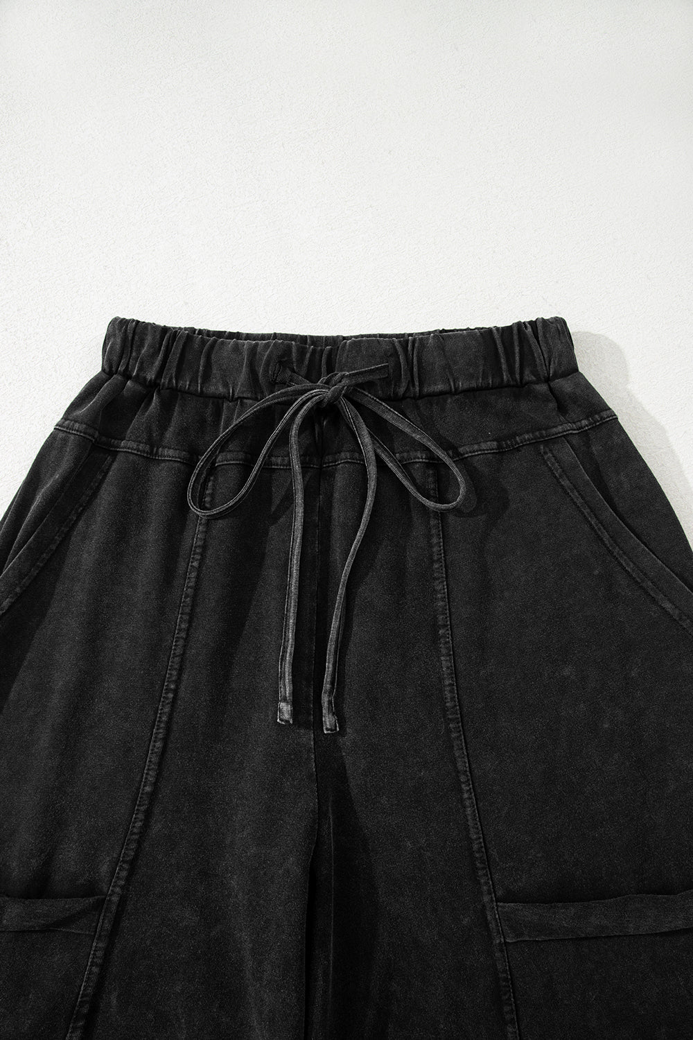 Mineral Wash Reverse Seam Drawstring Elastic Waist Pants
