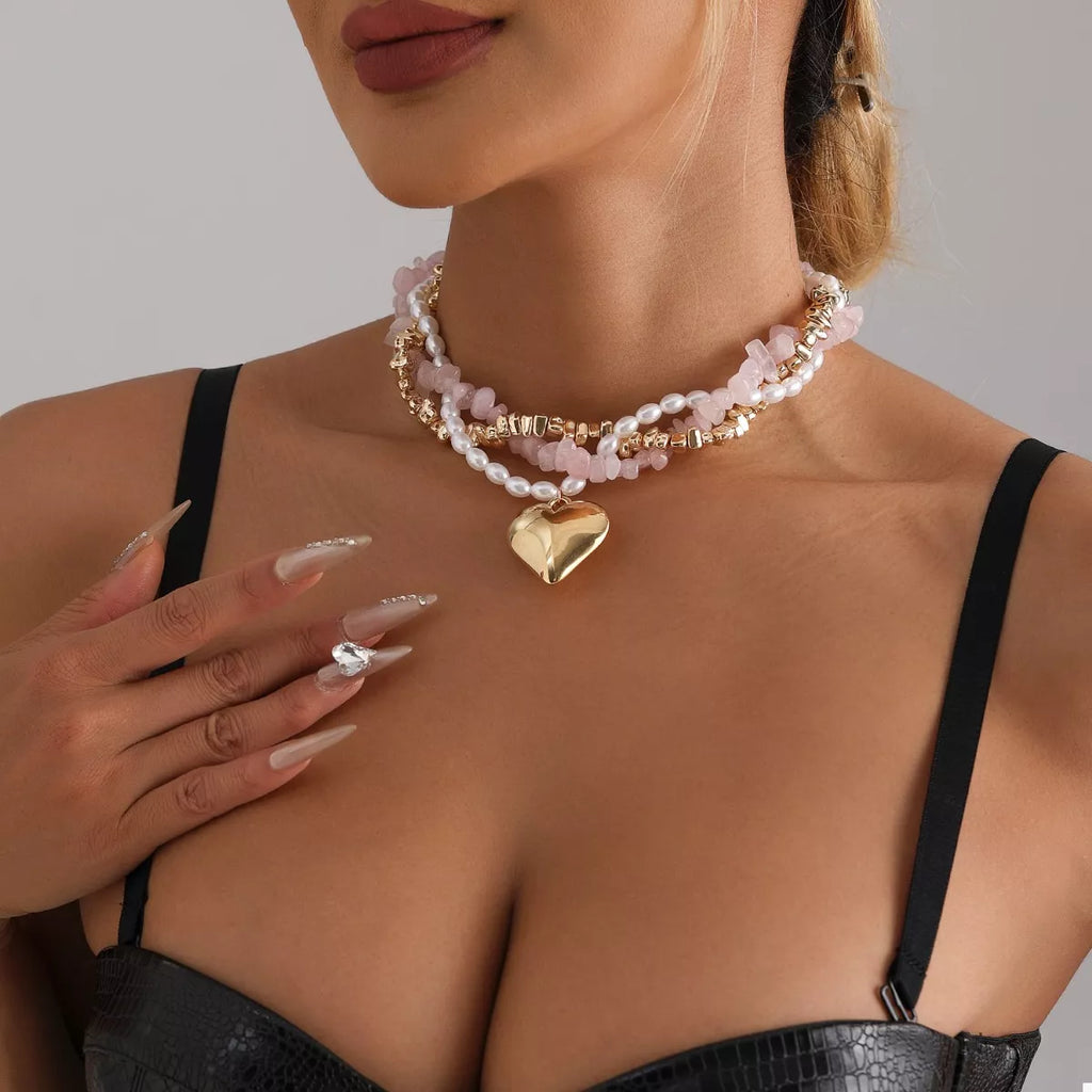 Three-Layered Heart Pendant Necklace