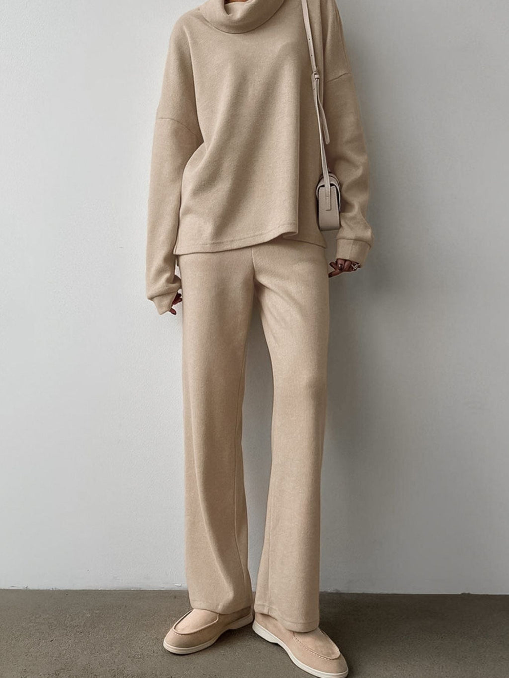 Turtleneck Long Sleeve Top and Pants Set