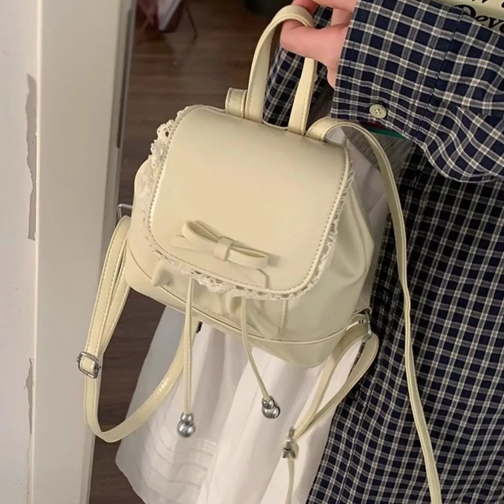 Lace Trim Bowknot Backpack Bag