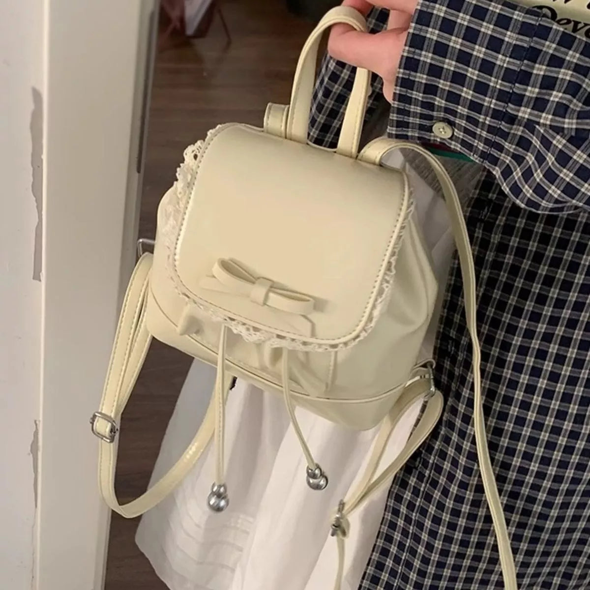 Lace Trim Bowknot Backpack Bag