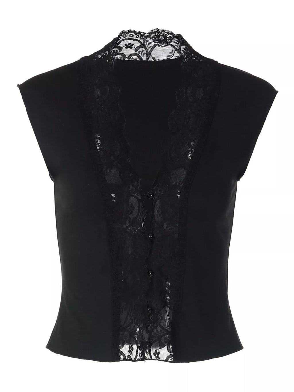 Lace Trim Button Front Vest