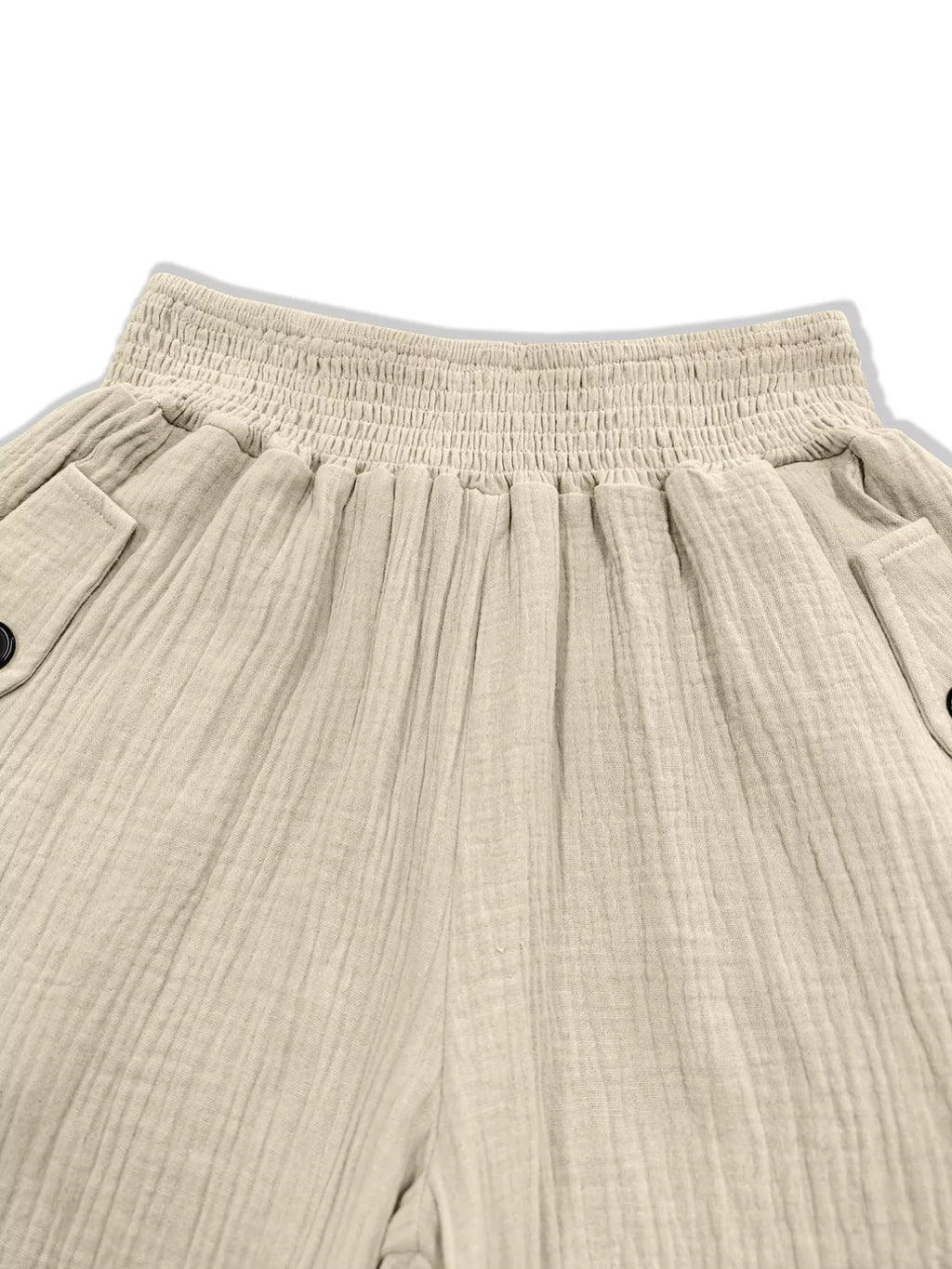 Smocked Textured Casual Pants
