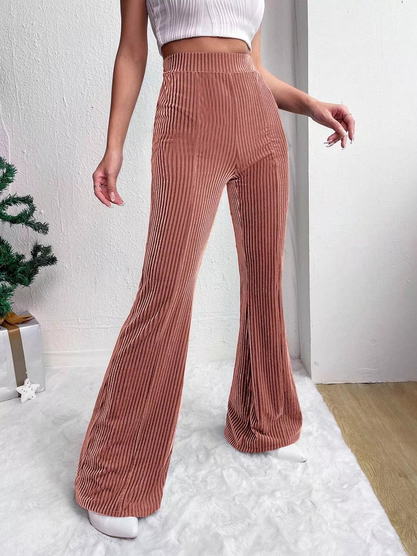 Corduroy High Waist Flare Pants