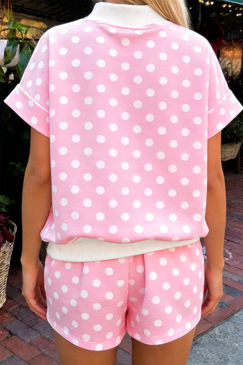 Polka Dot Short Sleeve Top and Shorts Set