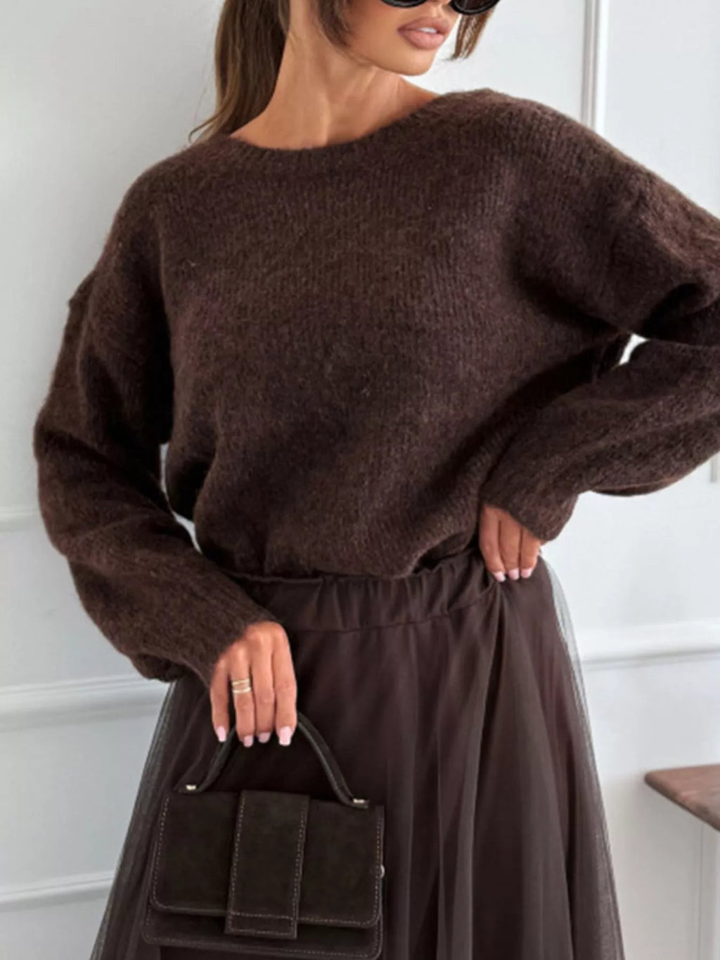 Leopard Bow Dropped Shoulder Sweater