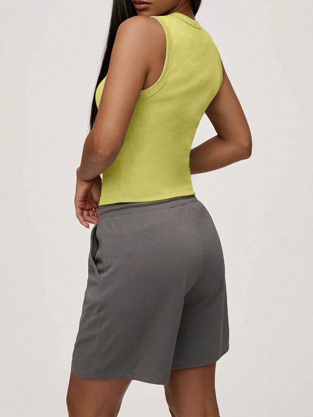 Ribbed Button-Front Sleeveless Tank