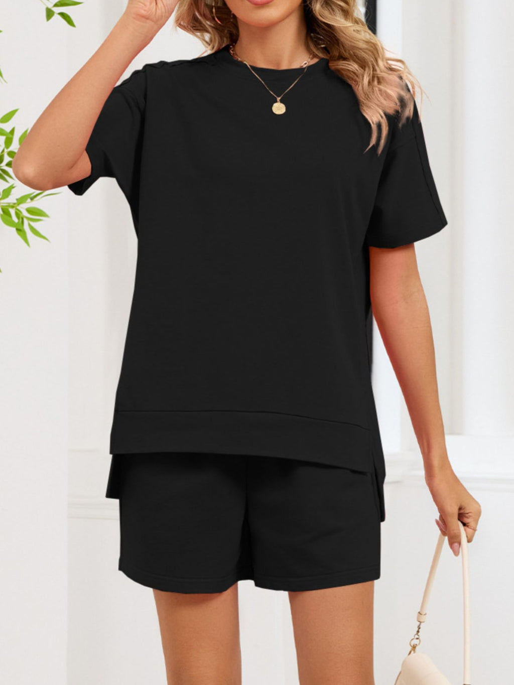 Round Neck Short Sleeve T-Shirt and Shorts Set