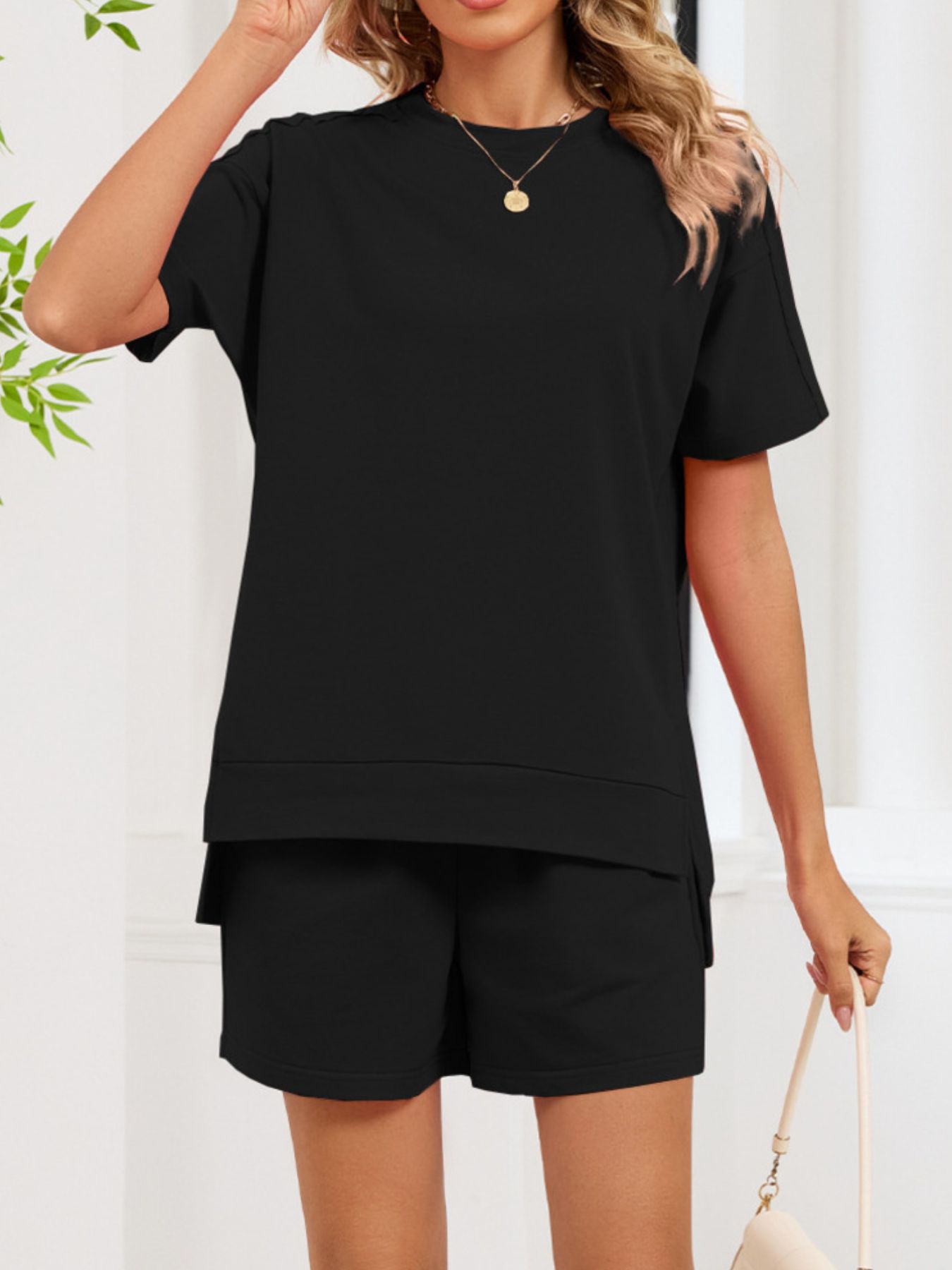 Round Neck Short Sleeve T-Shirt and Shorts Set