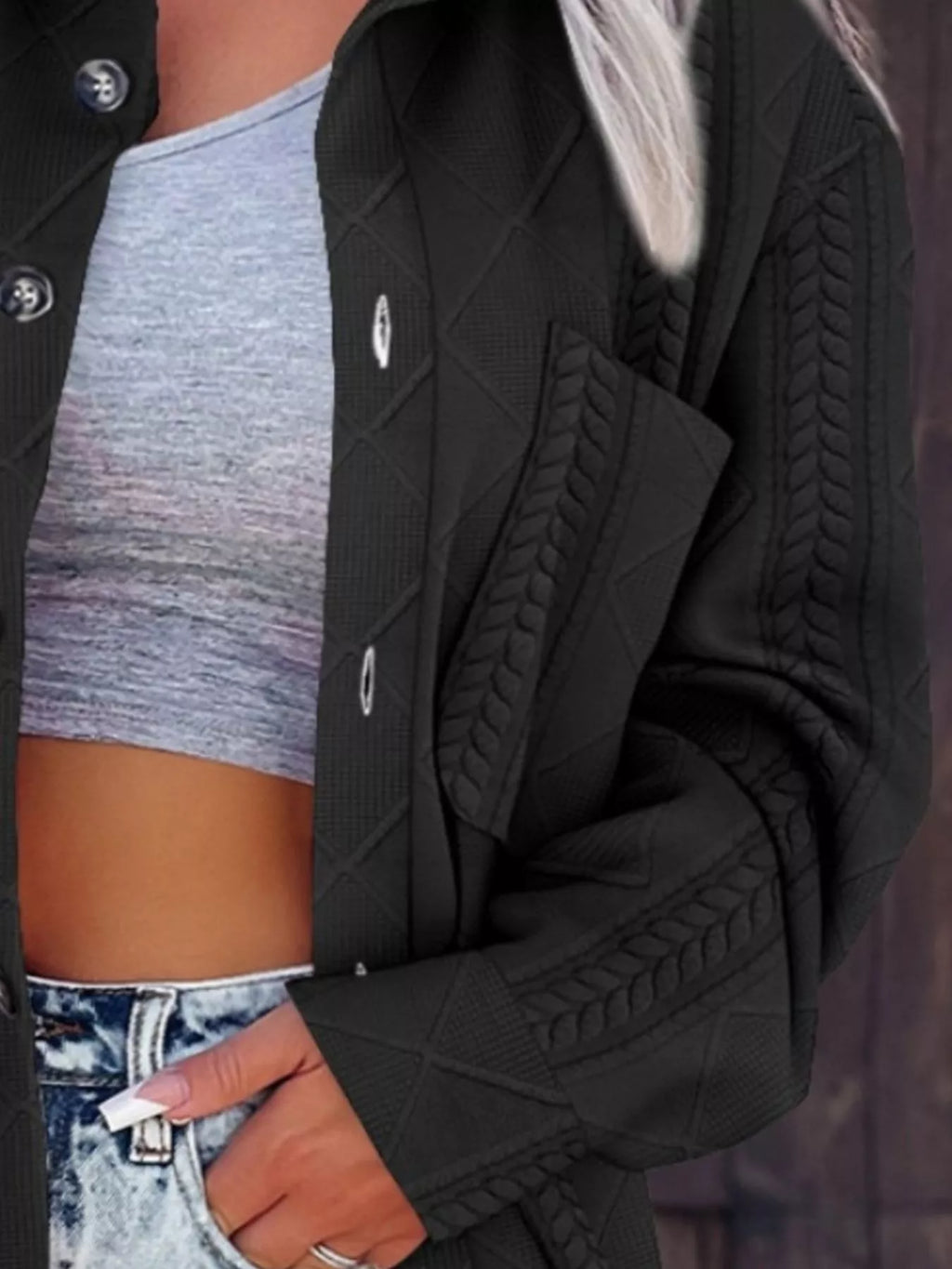 Button Up Long Sleeve Knit Outerwear