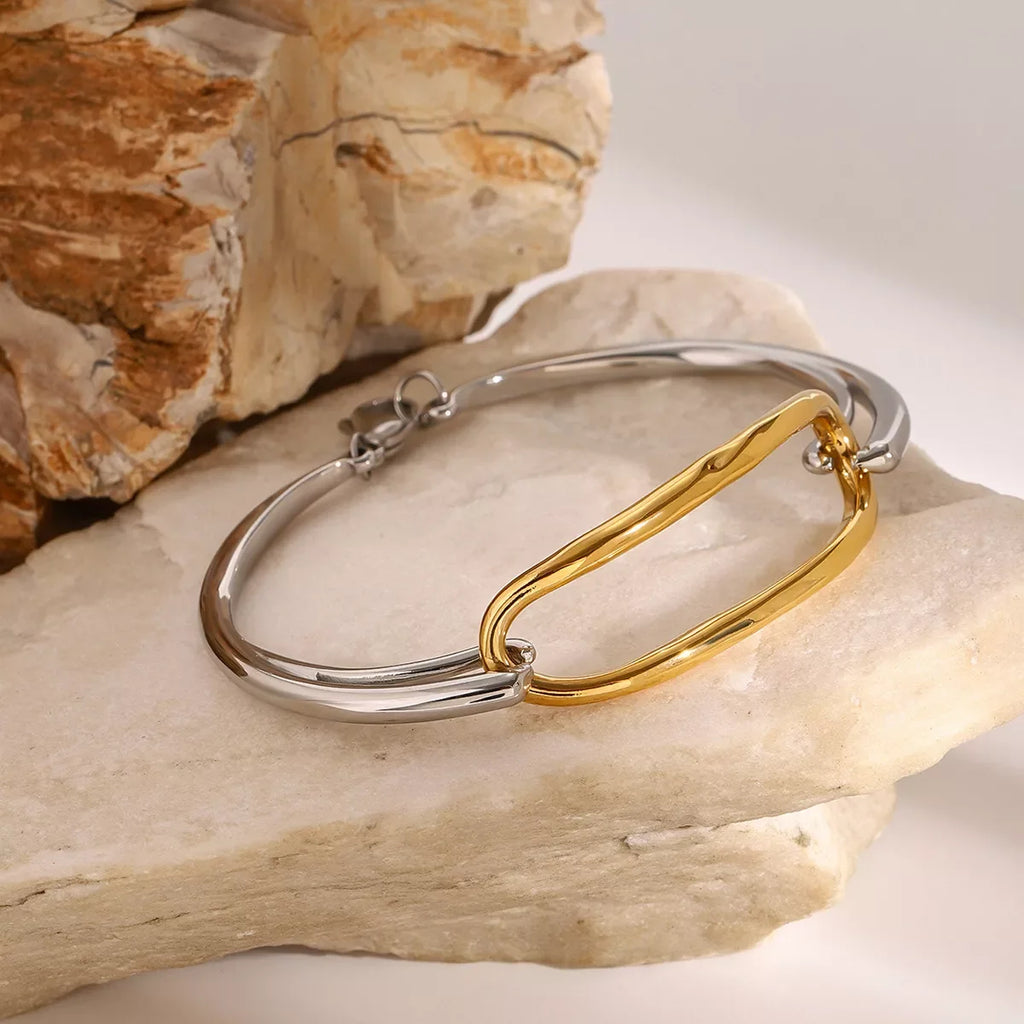 Two-Tone Geometric Link Bracelet