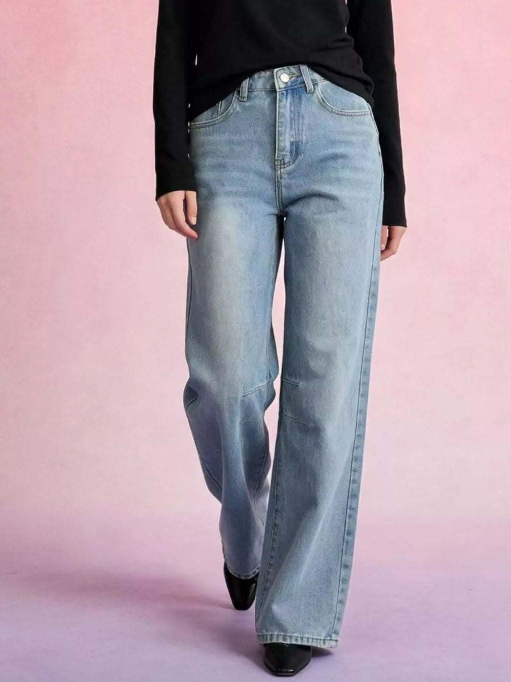 Wide Leg Wash Jeans