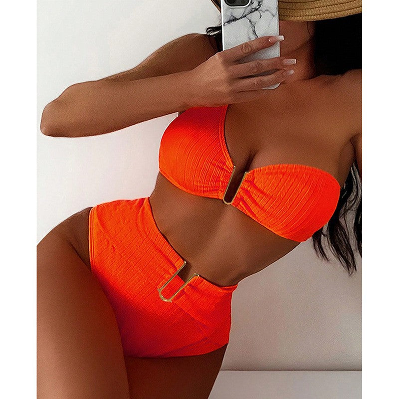 V-neck Single Shoulder Bikini Swimwear for Women Split Bikini Swimwear