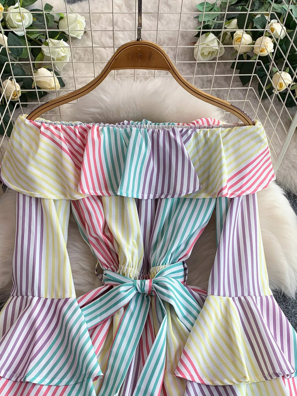 Off-Shoulder Flounce Sleeve Romper
