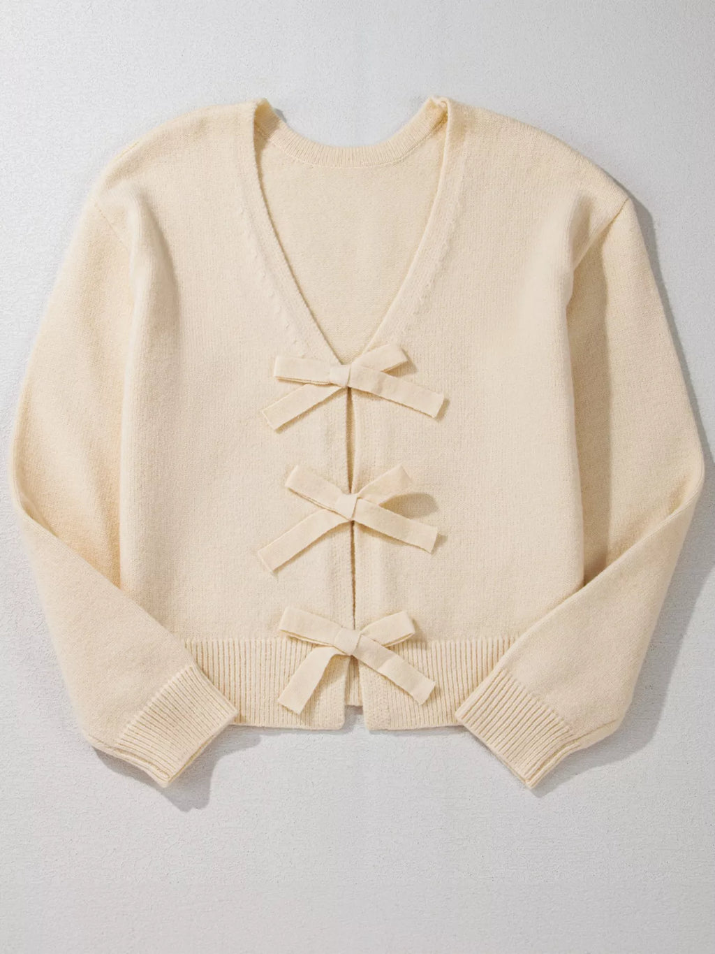Bow Front Long Sleeve Cardigan