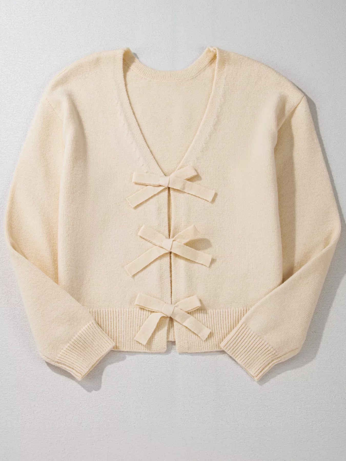 Bow Front Long Sleeve Cardigan