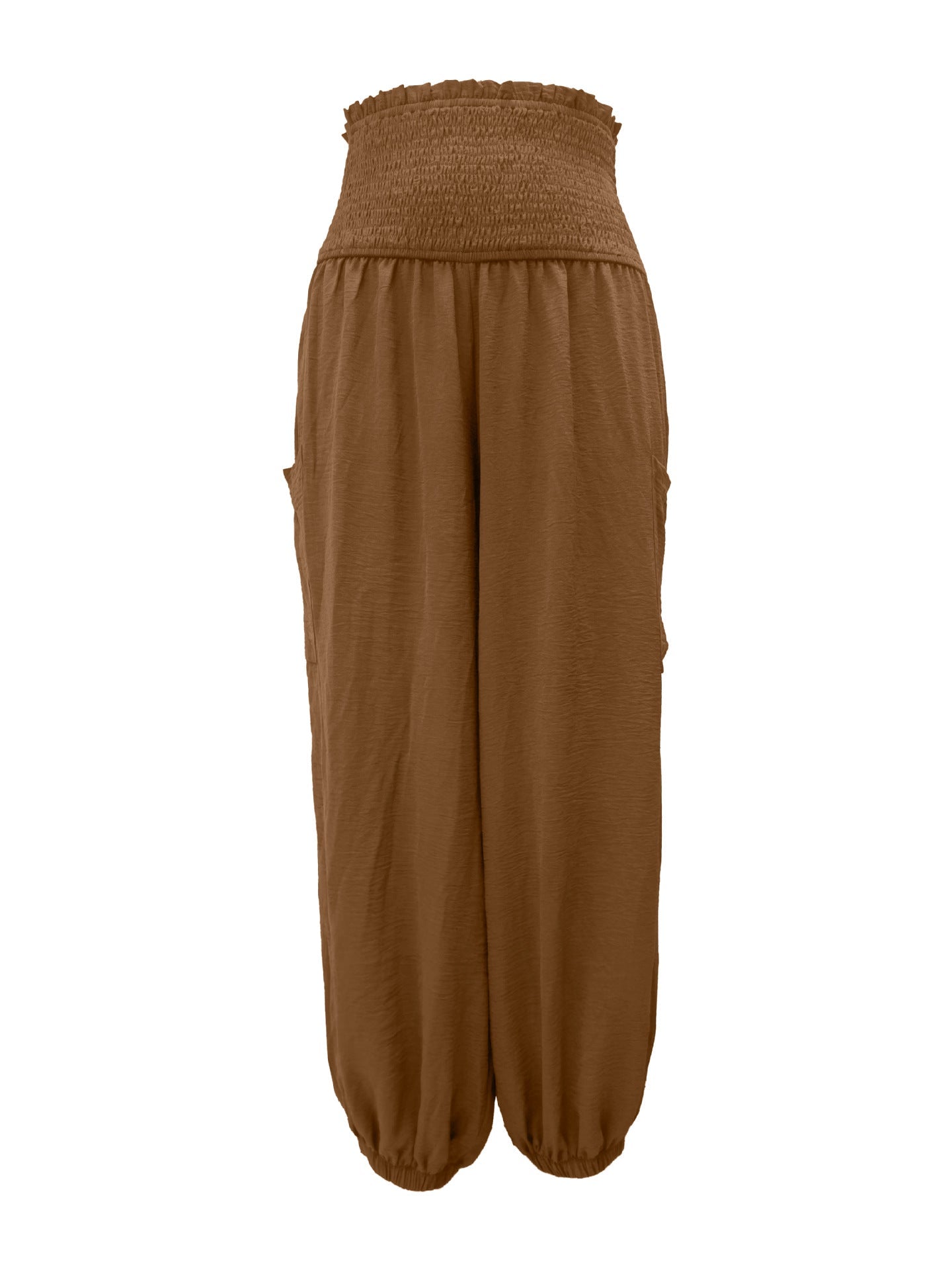 Full Size Smocked Waist Harem Pants with Pockets Plus Size