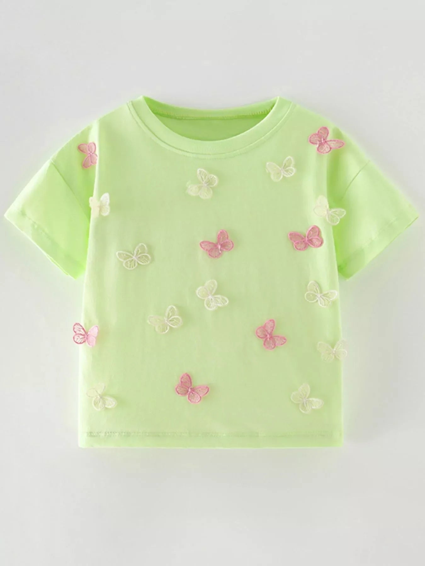 Children's Butterfly Applique Short Sleeve T-Shirt