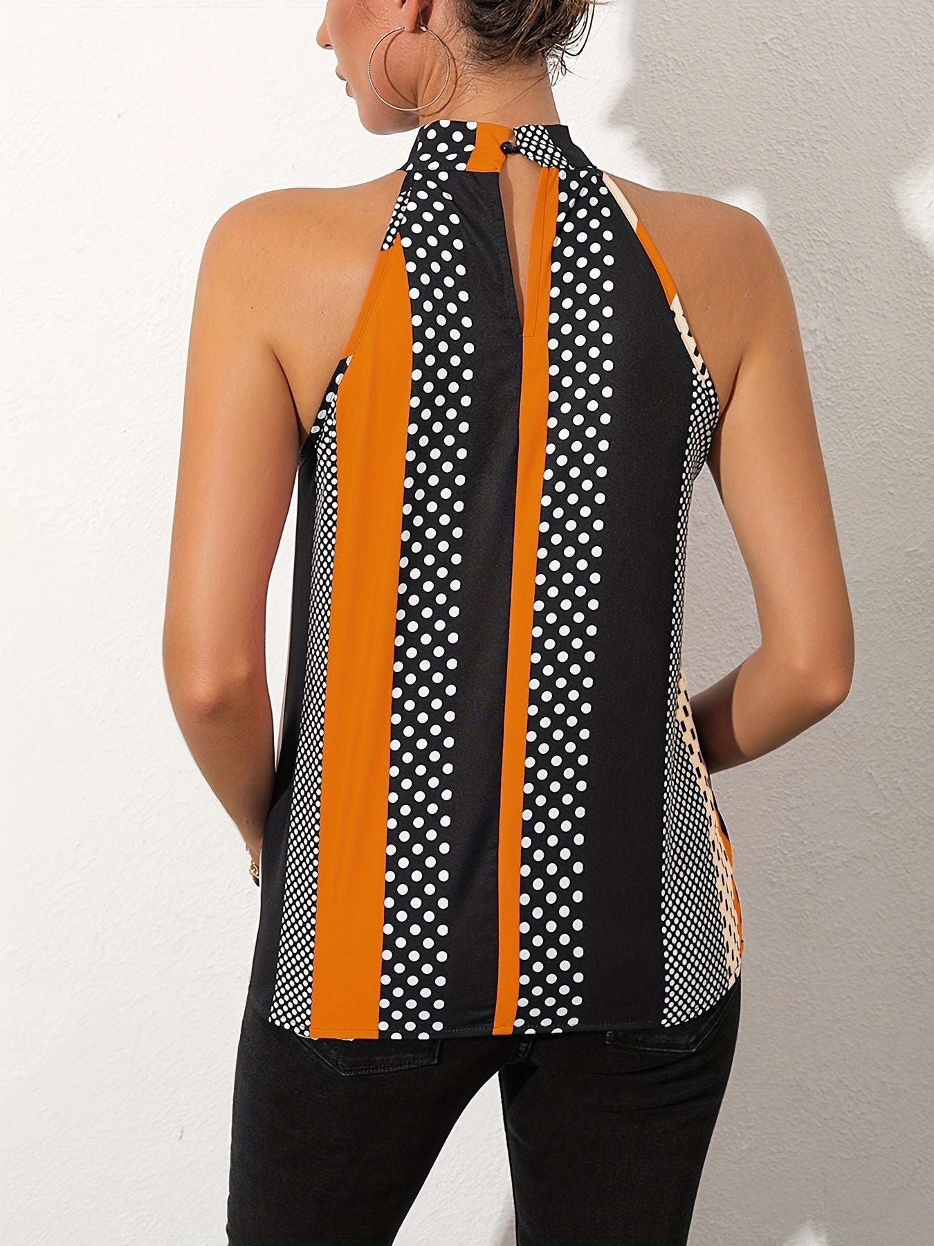 Polka Dot Print Halter Neck Cami