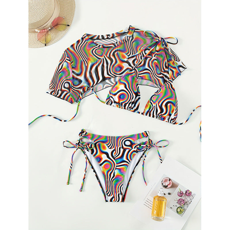 Sexy Printed Bikini Three-Piece Swimwear Set