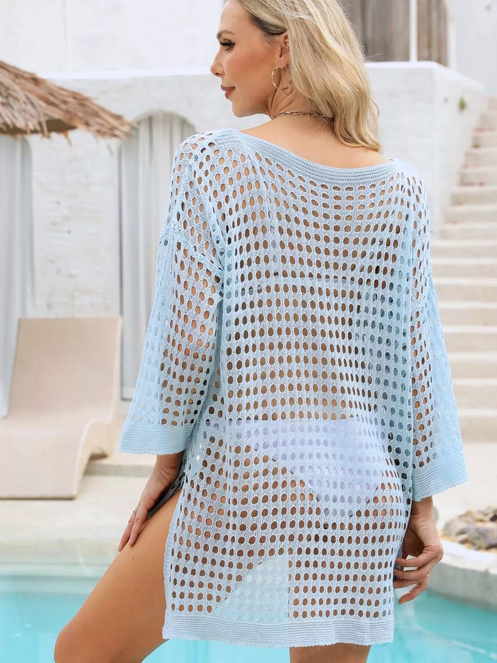 Crochet Knit Slit Cover Up