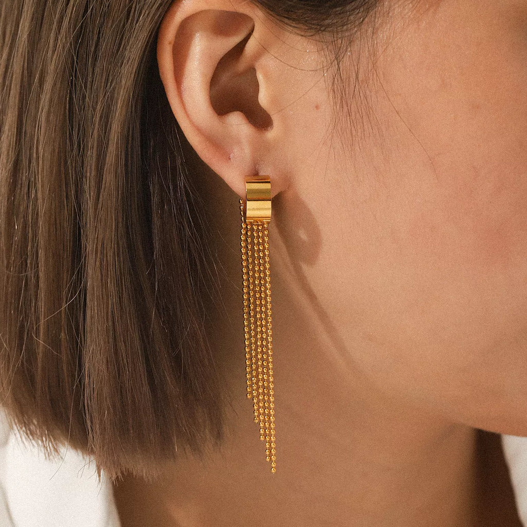 18K Gold-Plated Tassel Chain Earrings