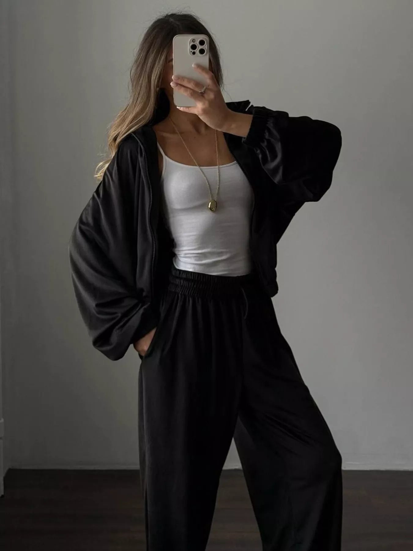 Zip Up Long Sleeve Outerwear and Pants Set