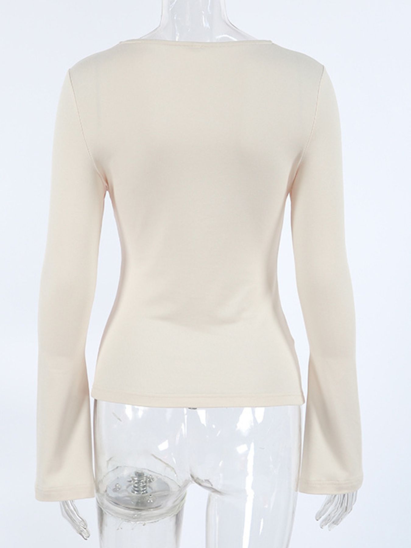 Cutout Knot Front Long Sleeve Top