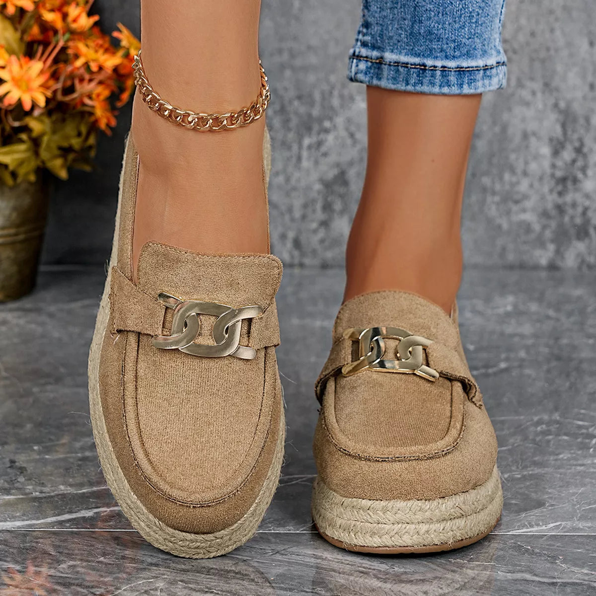 Round Toe Platform Slip-Ons
