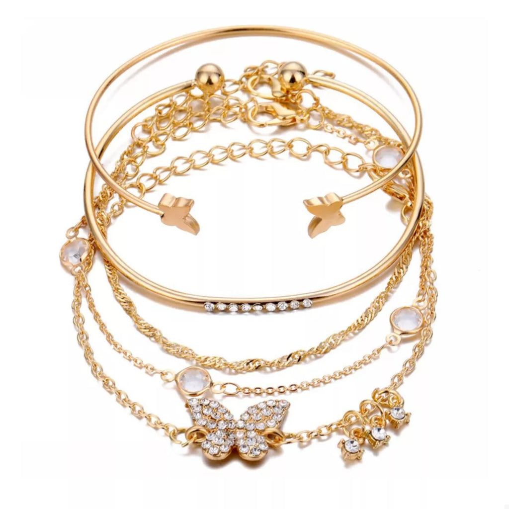 5 Piece 18K Gold-Plated Butterfly Bracelet