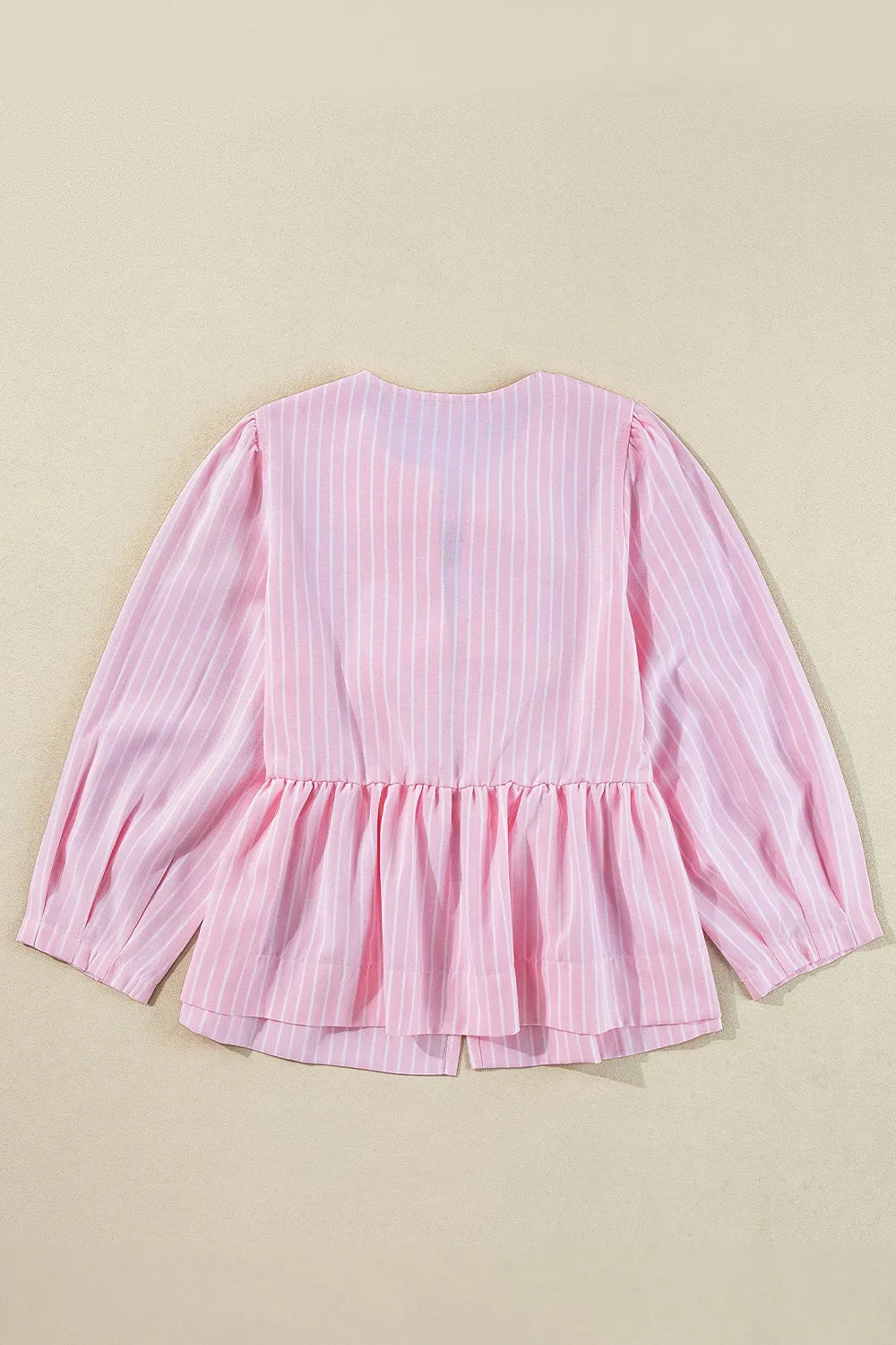 Tie Front Striped Peplum Blouse