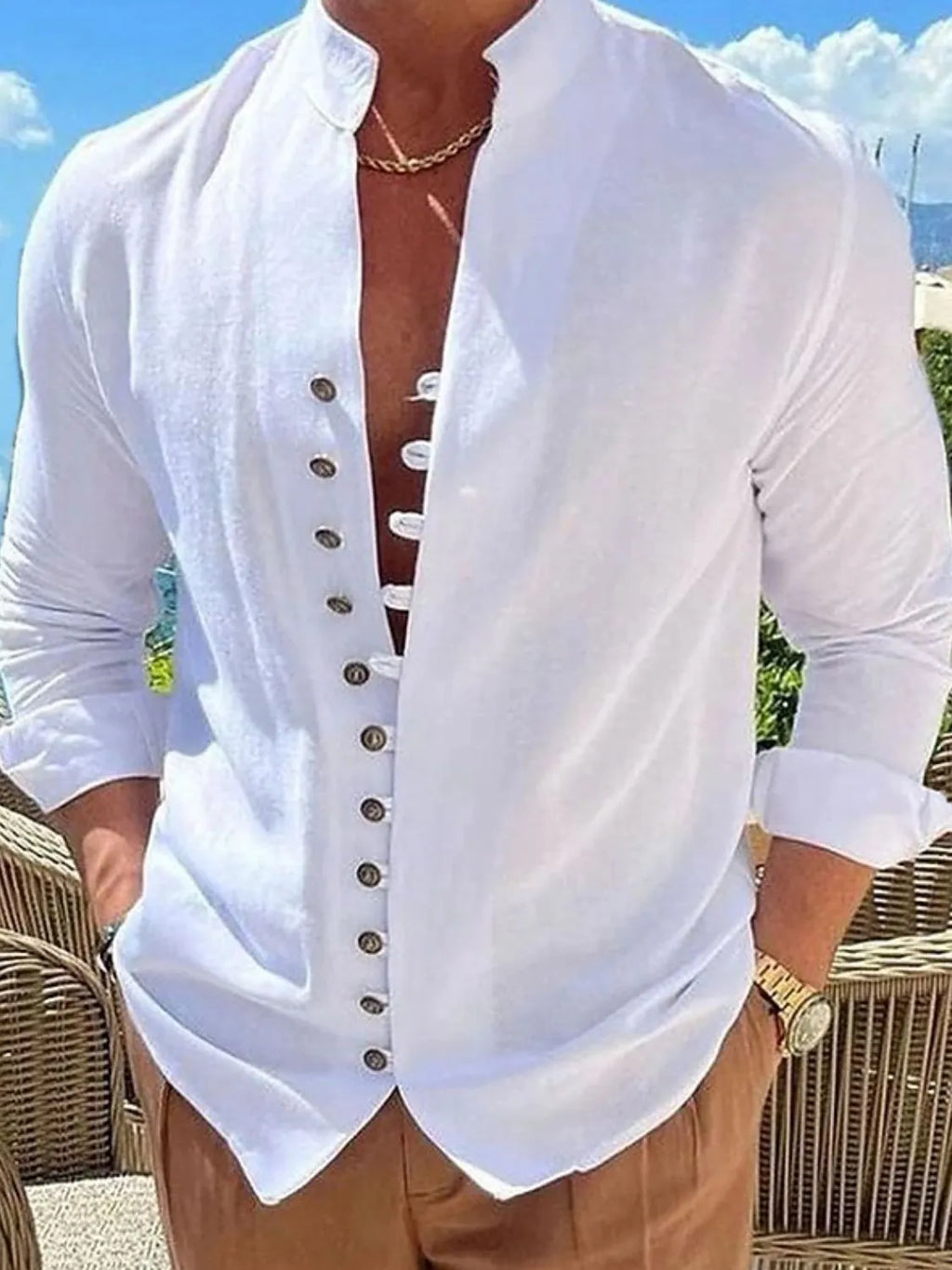 Men's Full Size Button Up Long Sleeve Shirt Plus Size