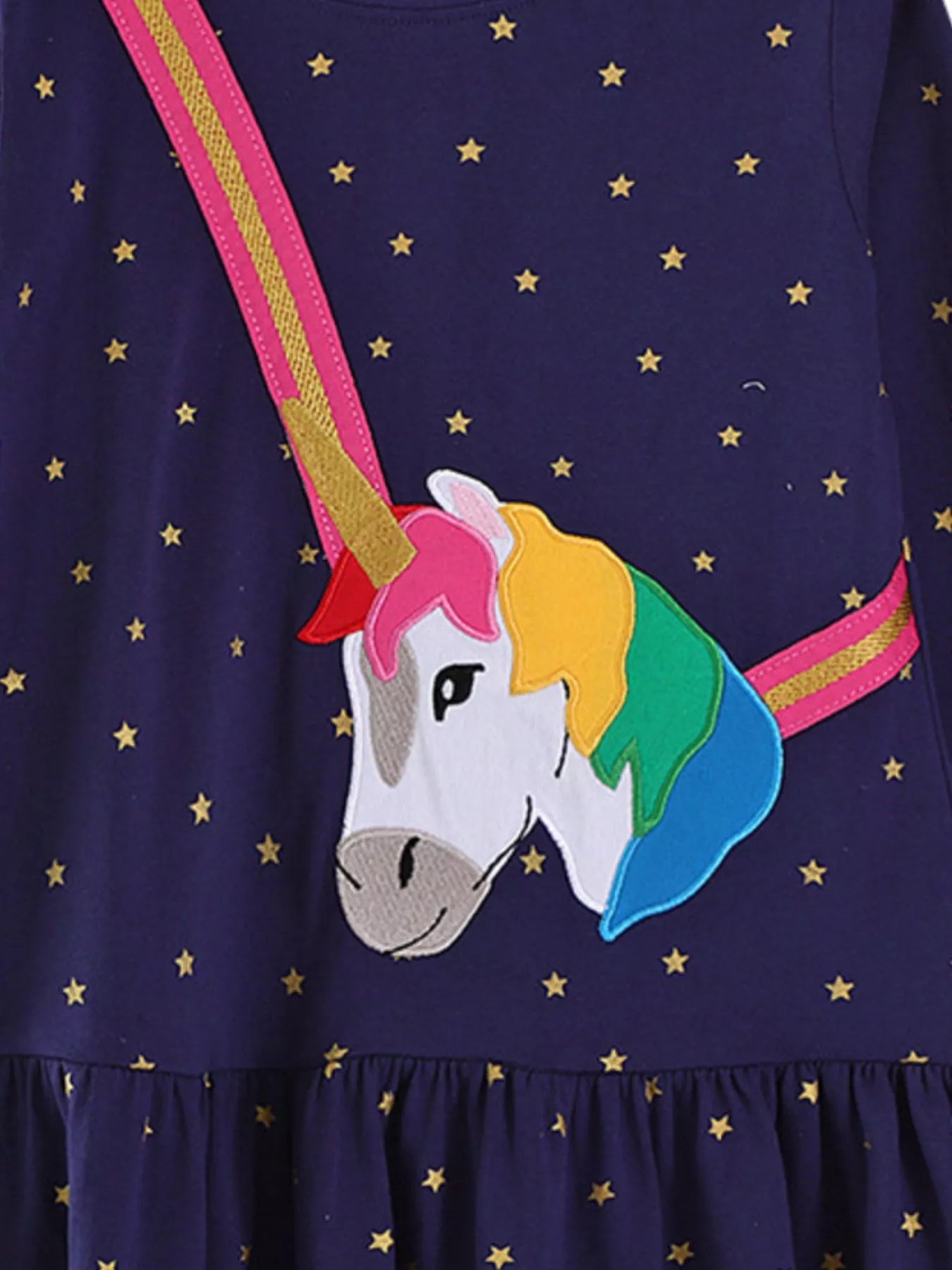 Children's Embroidered Unicorn Long Sleeve Dress