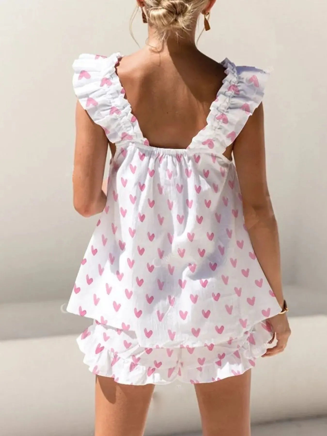 Ruffled Striped Tank and Shorts Set