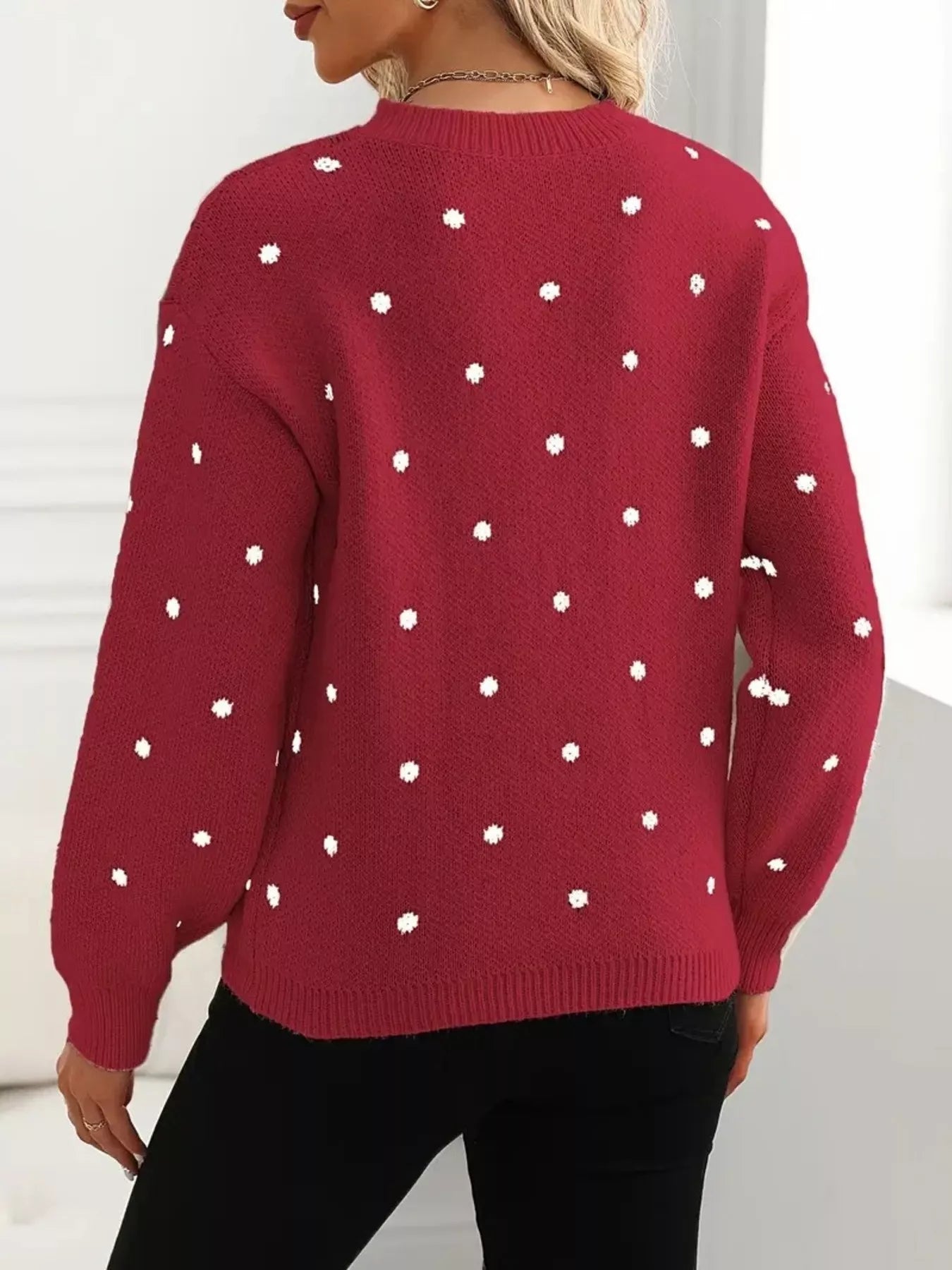 Polka Dot Long Sleeve Sweater