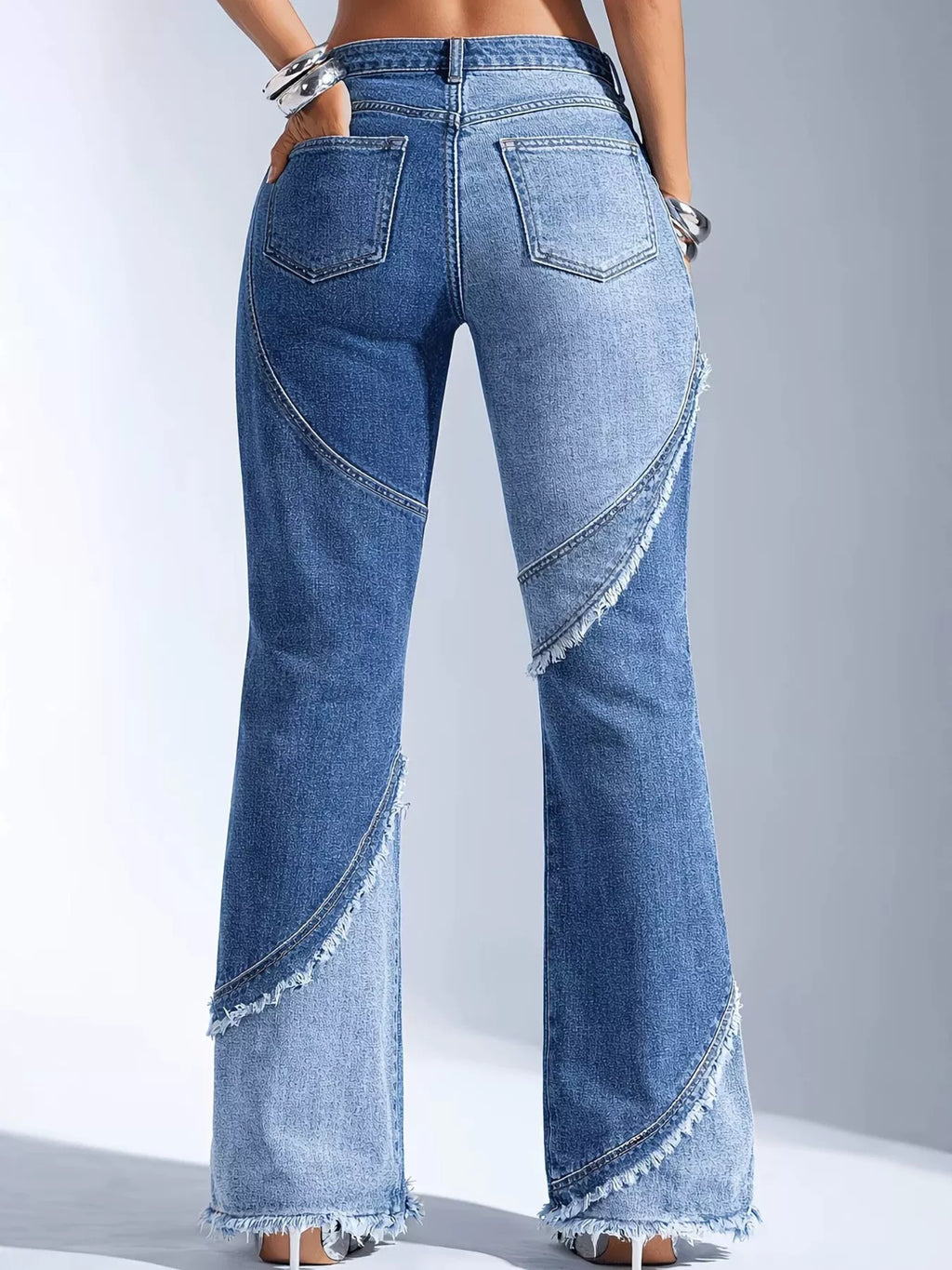 Frayed Hem Flare Jeans