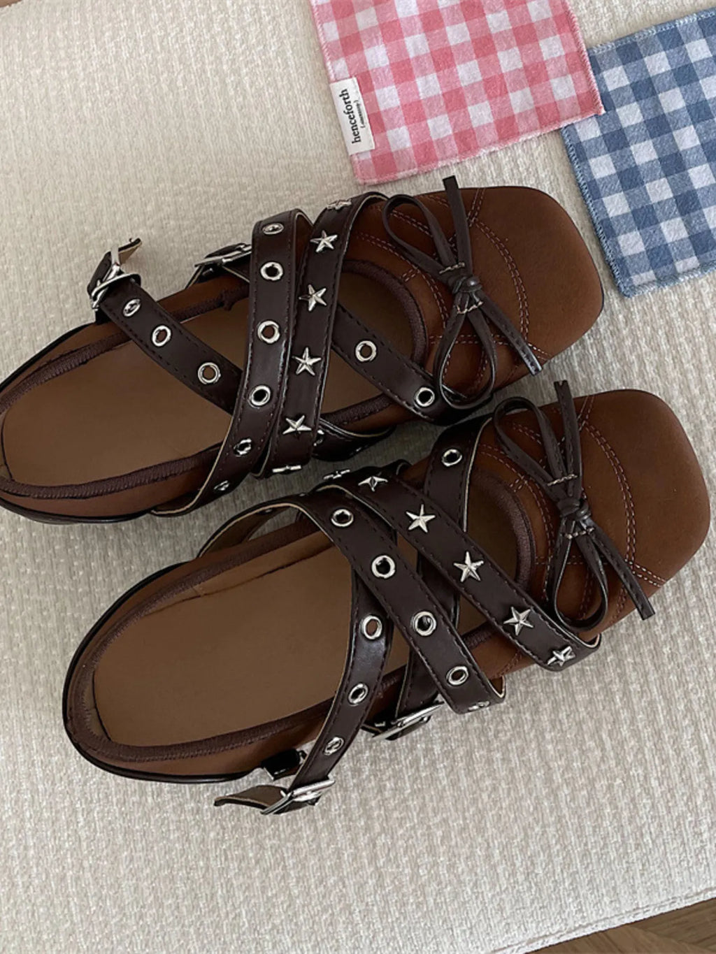 Studded Strappy Bow Slip-Ons