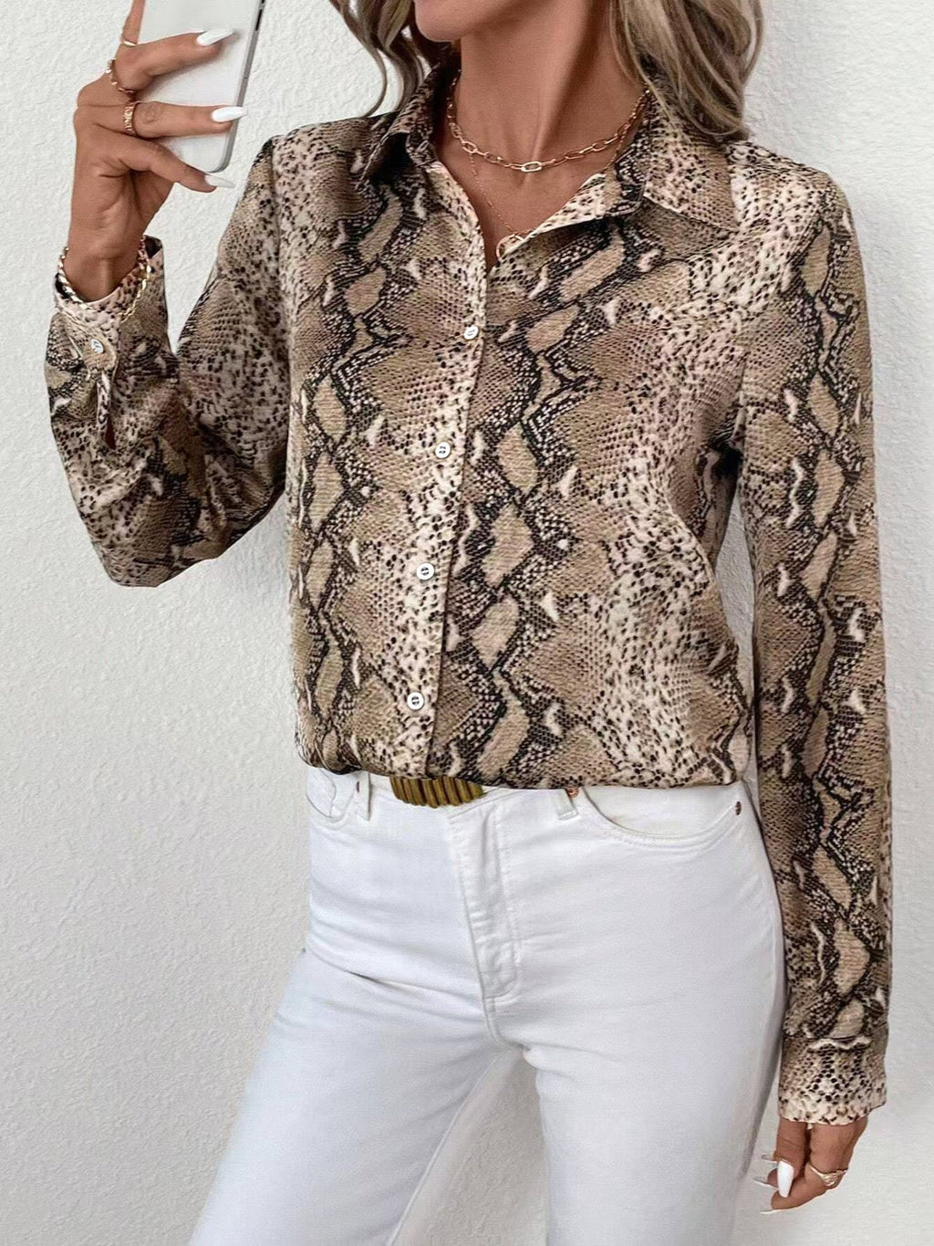 Snake Print Long Sleeve Shirt