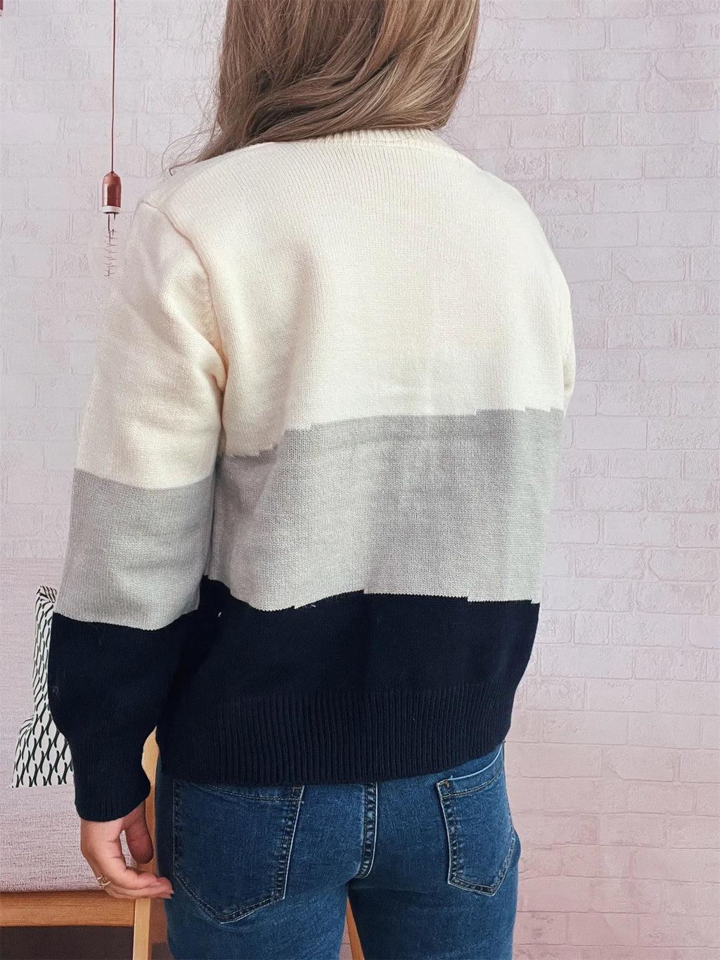 Color Block Button-Up Cardigan