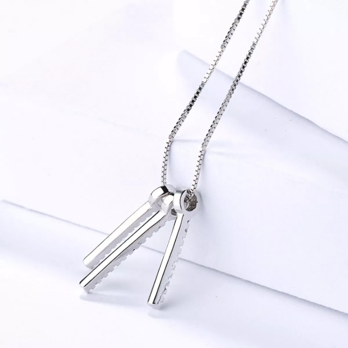 925 Sterling Silver Zircon Tassel Pendant Necklace