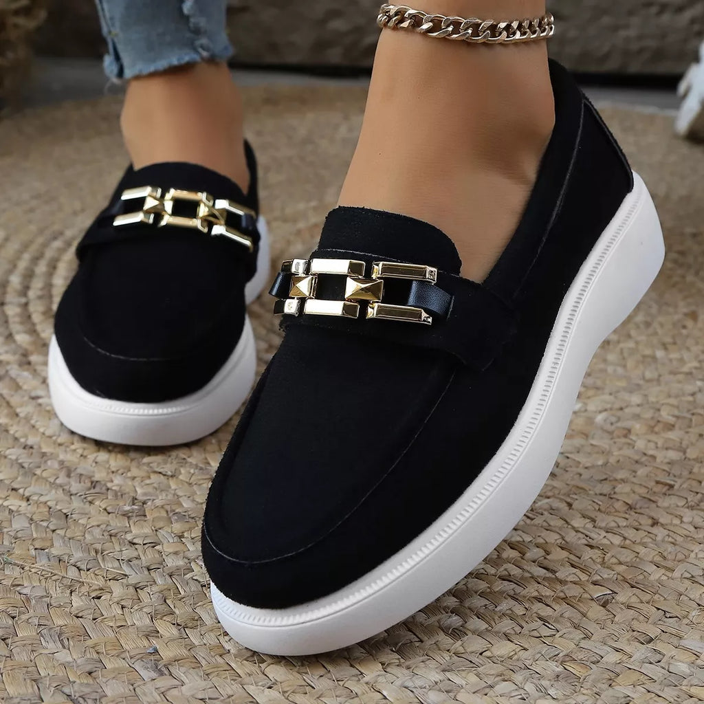Round Toe Platform Slip-Ons