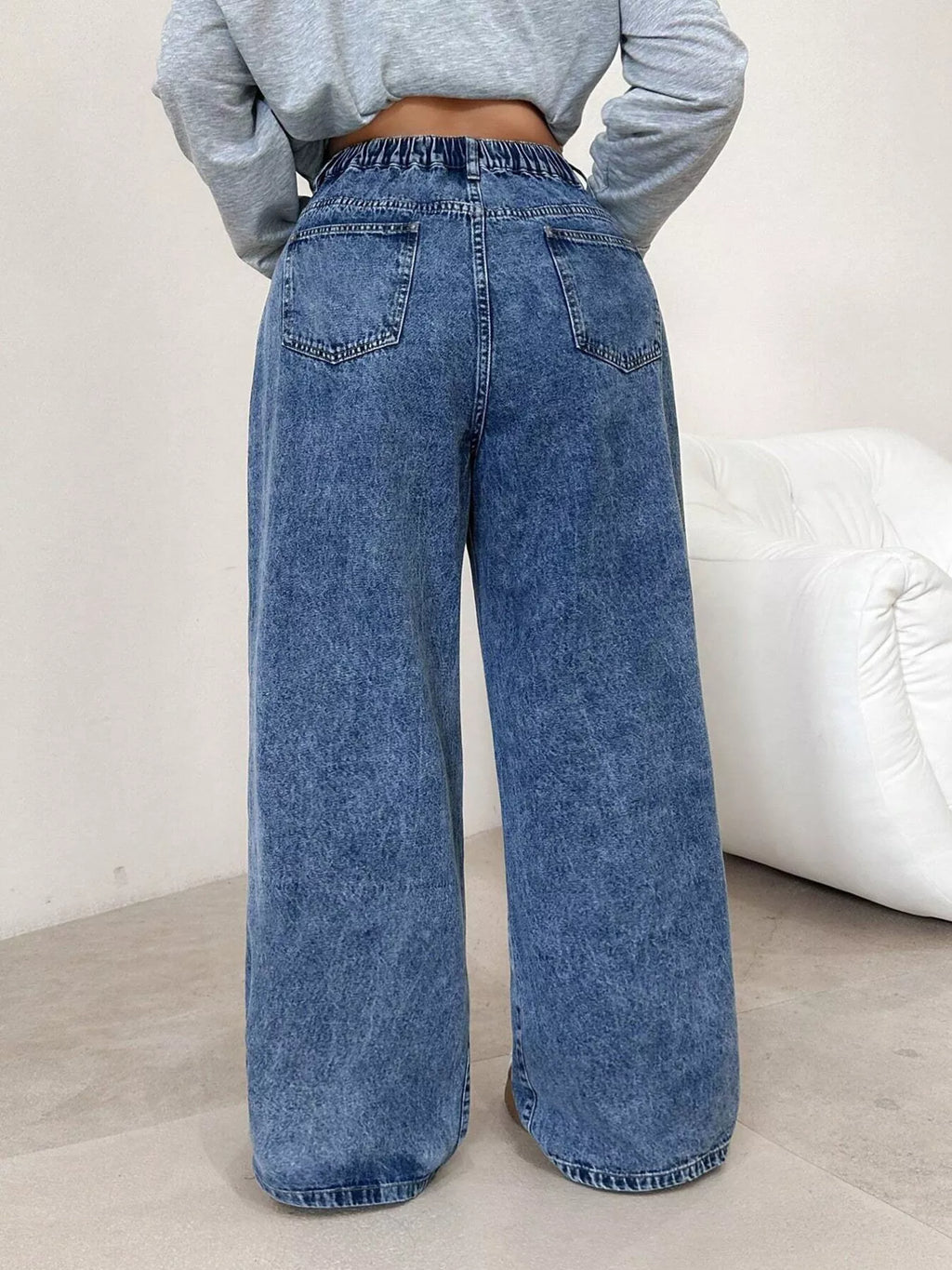 Embellished Cross Wide-Leg Jeans