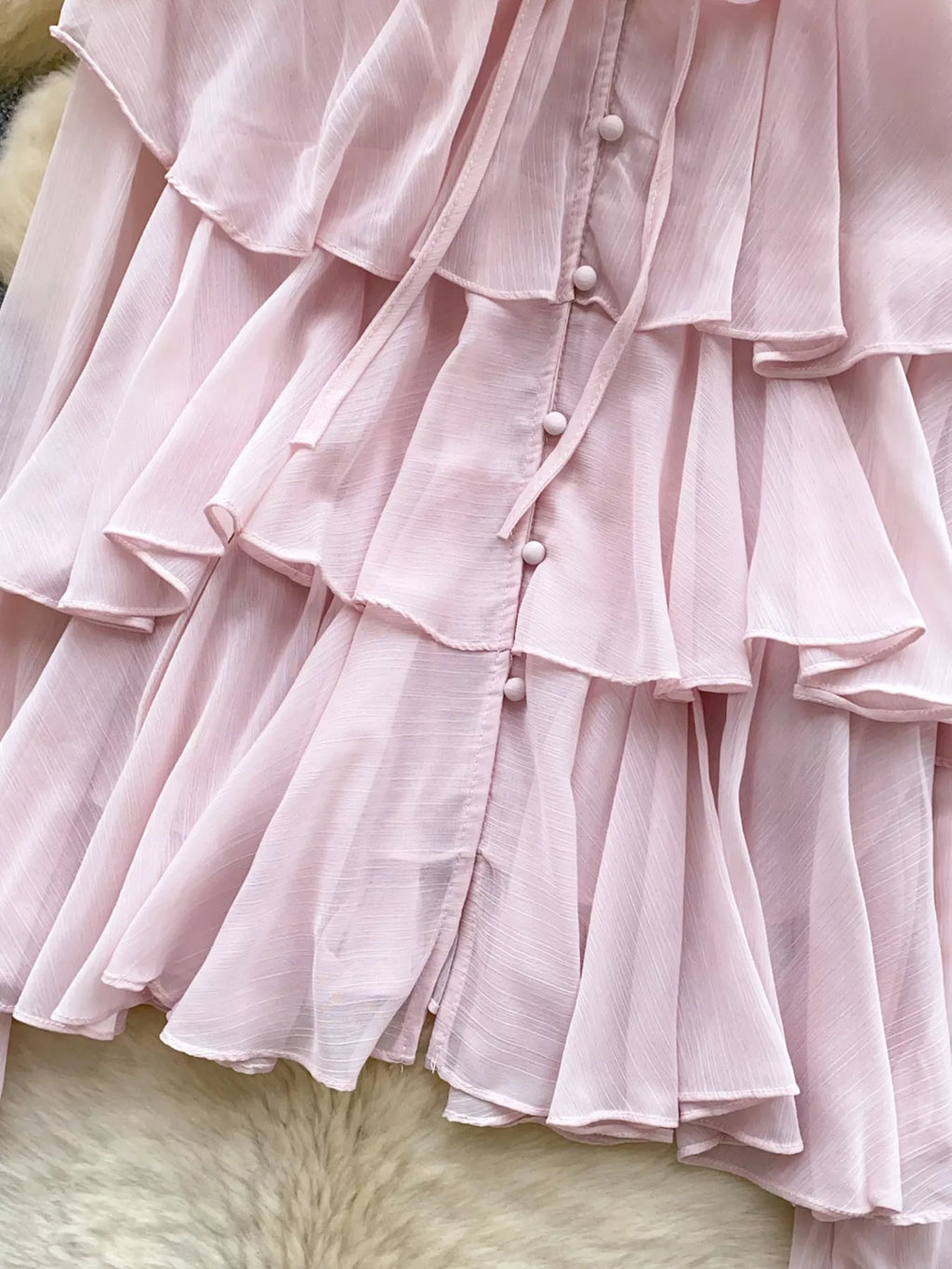 Ruffle Tiered Chiffon Blouse