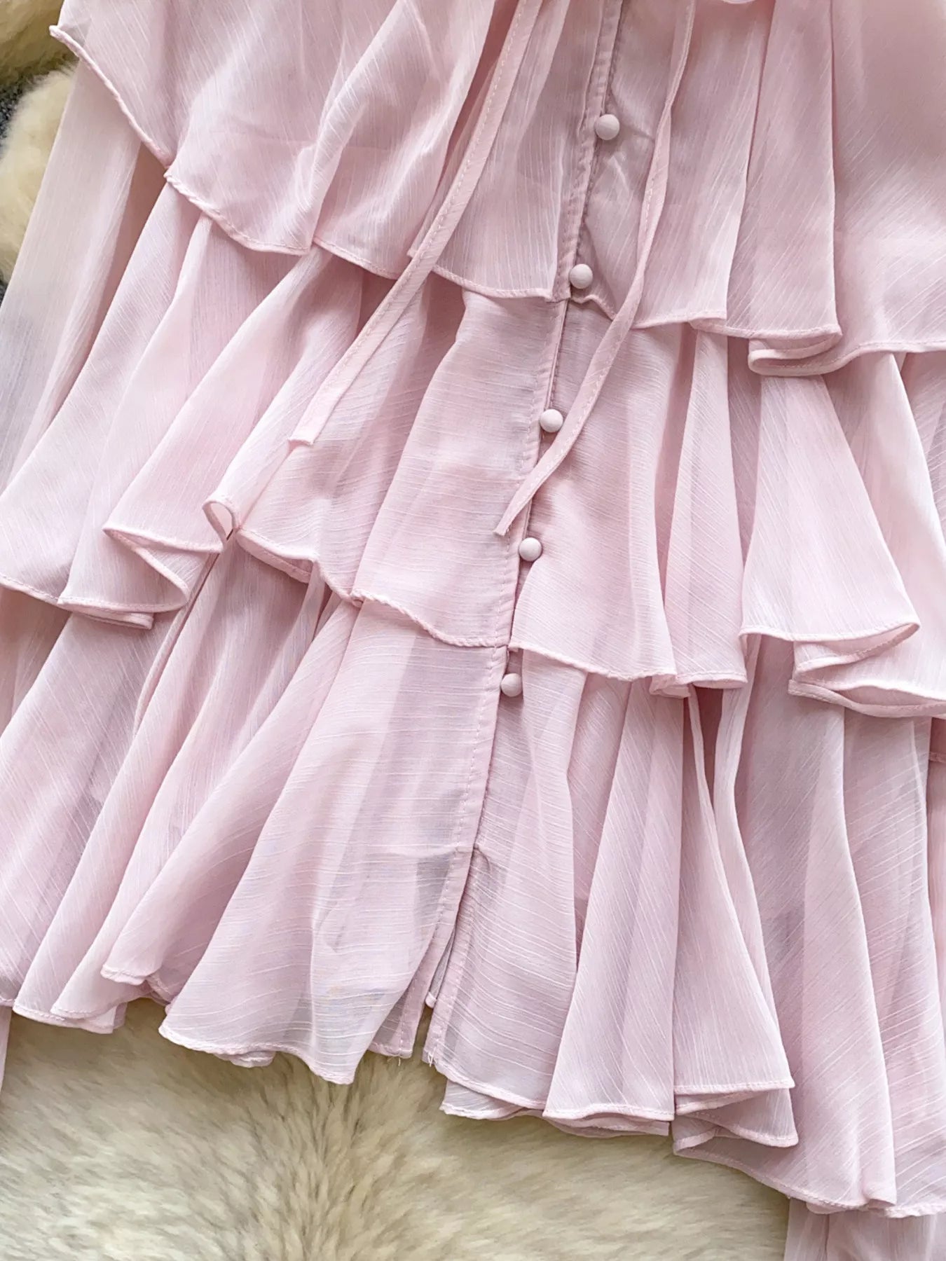 Ruffle Tiered Chiffon Blouse