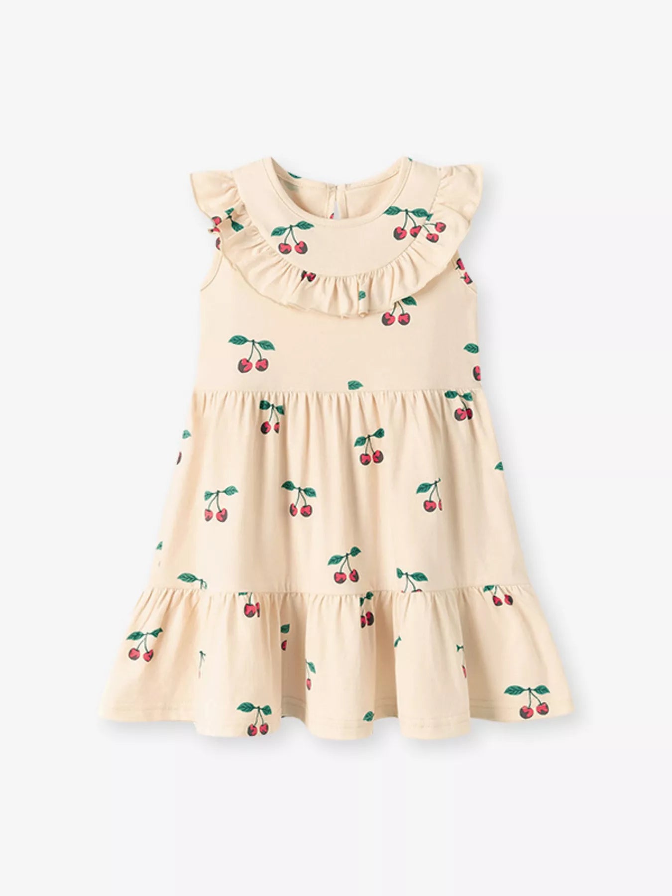 Children's Cherry Print Ruffle Neck Dress