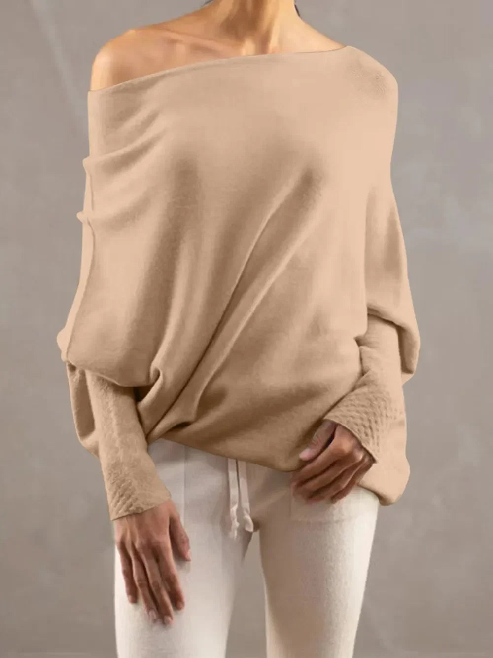Full Size Boat Neck Batwing Sleeve Knit Top